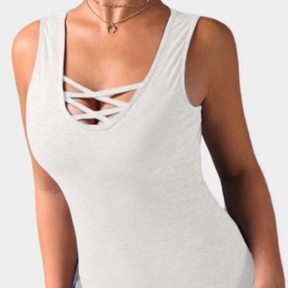 White Criss-Cross Tank